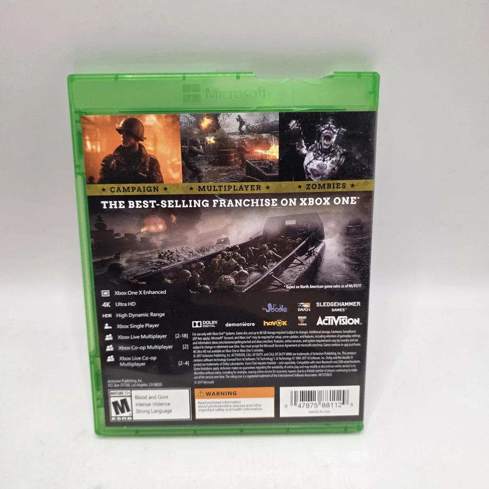 Activision Call of Duty WWII Xbox One 4K HDR FPS Shooter Military World War II